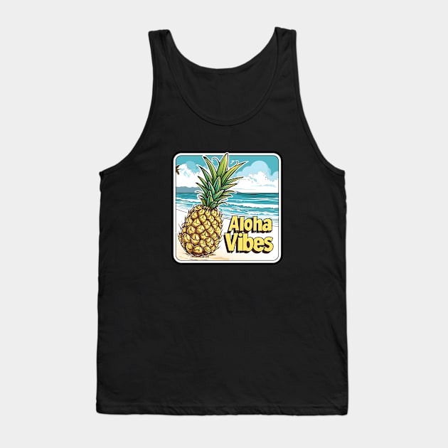 Tropical Beachside Bliss with 'Aloha Vibes' Tank Top by AIHRGDesign